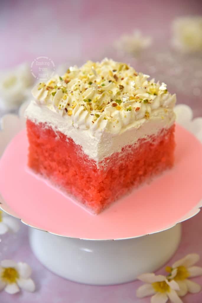 Easy Eggless Rose milk Cake