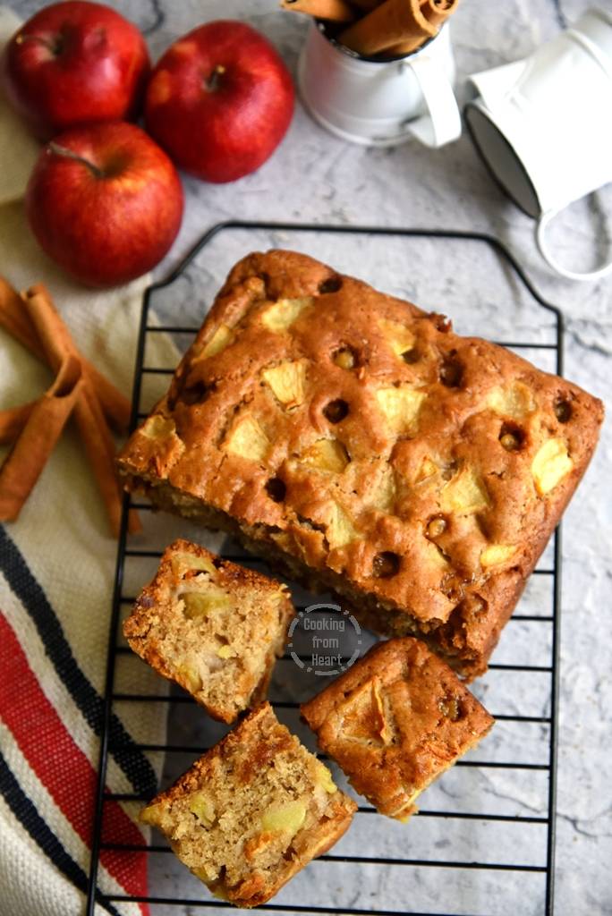 Easy Eggless Apple Butterscotch Cake