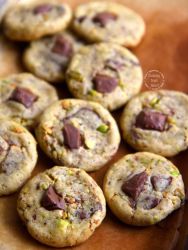 Eggless Chocolate Chunk Pistachio Cookies