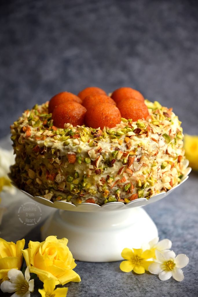 Eggless Gulab Jamun Cake