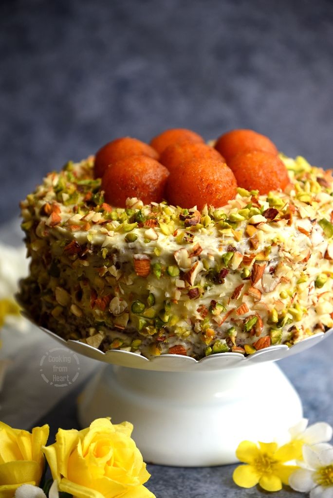 Eggless Gulab Jamun Cake