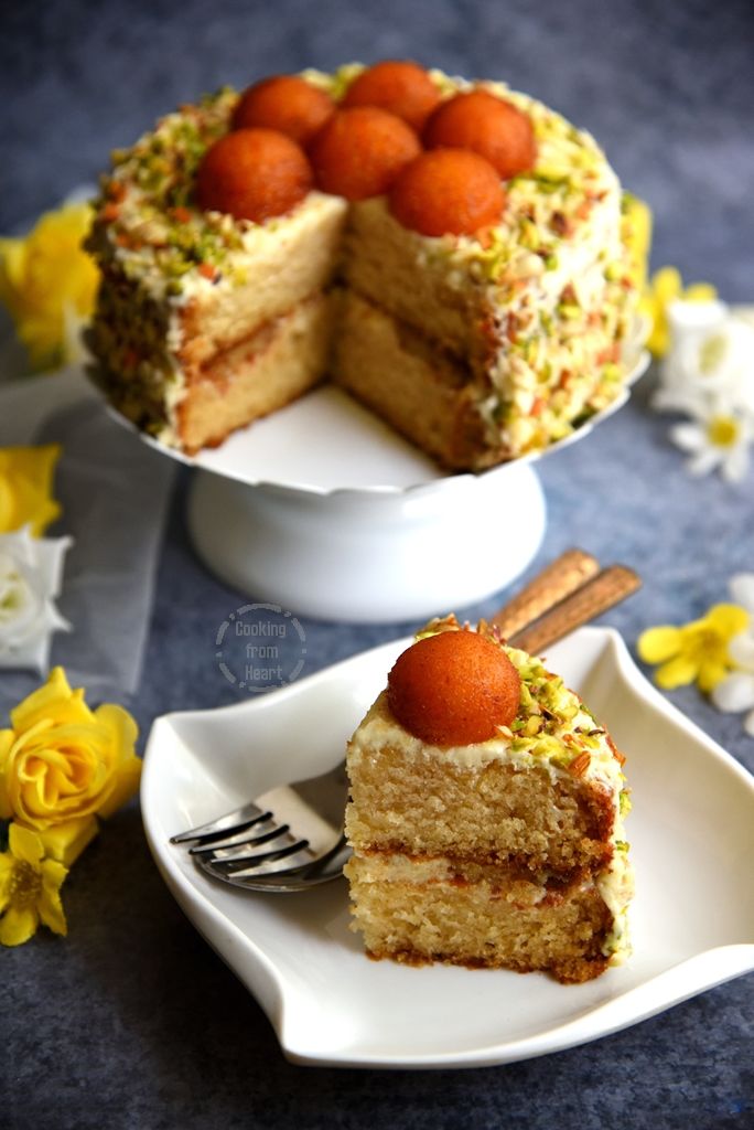 Eggless Gulab Jamun Cake