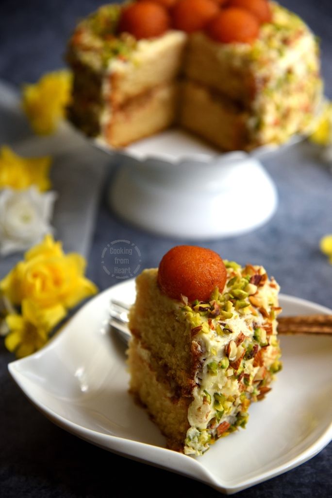 Eggless Gulab Jamun Cake