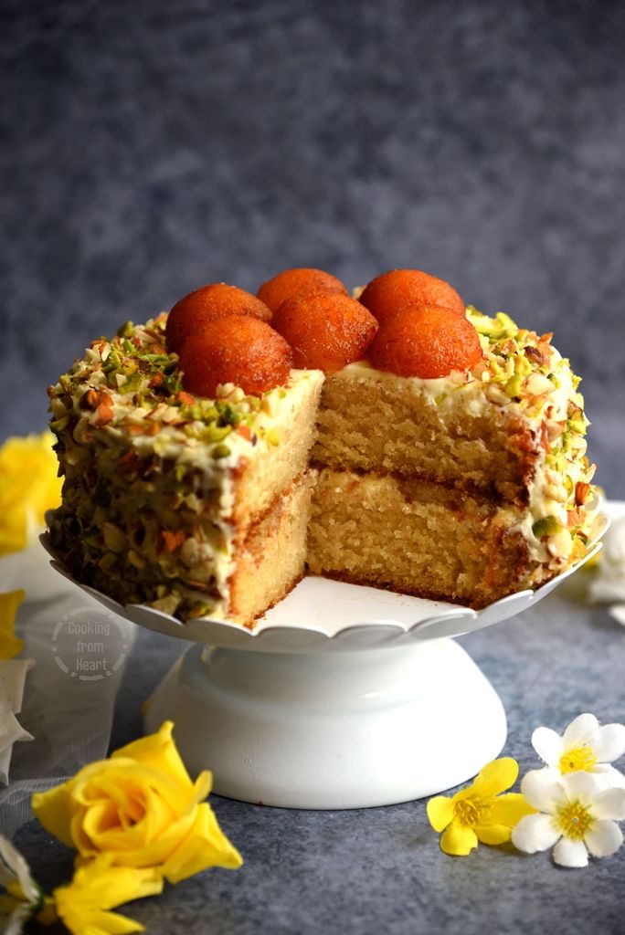 Eggless Gulab Jamun Cake