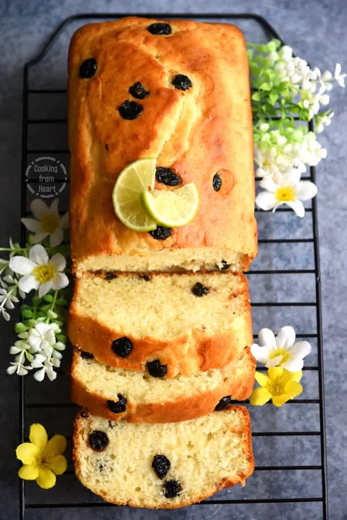 Eggless Lemon Blueberry Cake Recipe