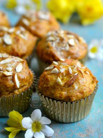 Eggless Mango Almond Muffins