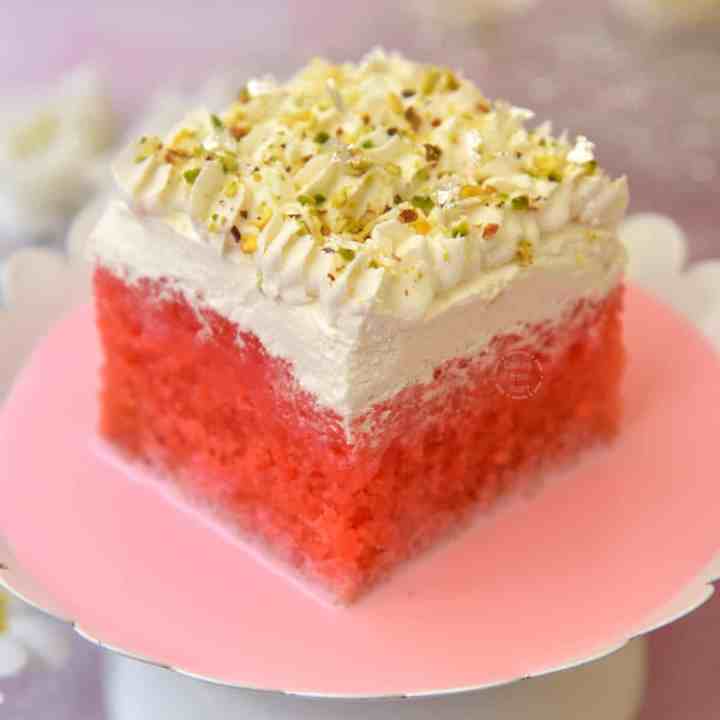 Eggless Rose Milk Cake Recipe