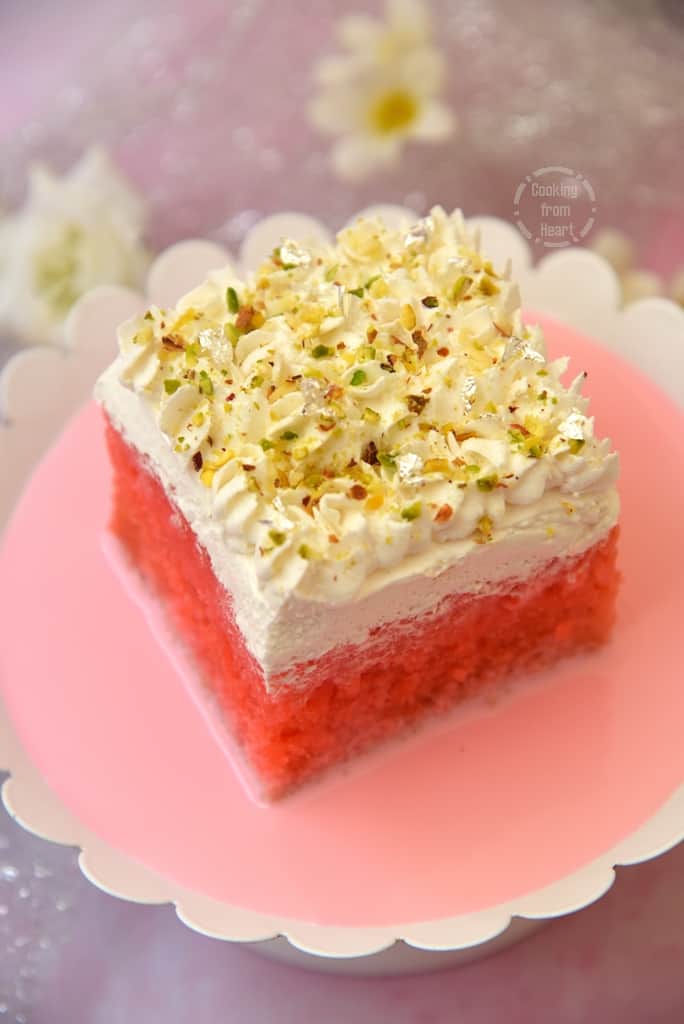 Eggless Rose Milk Tres Leches Cake Recipe