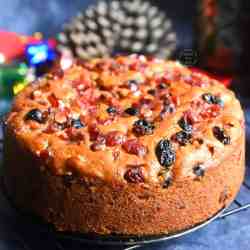 Eggless Rum Fruit Cake Recipe