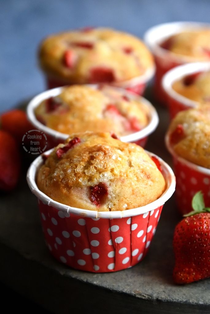 Eggless Strawberry Muffins Recipe