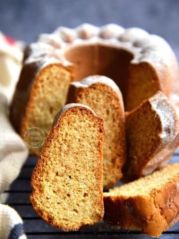 Eggless Vanilla Pound Cake using condensed milk