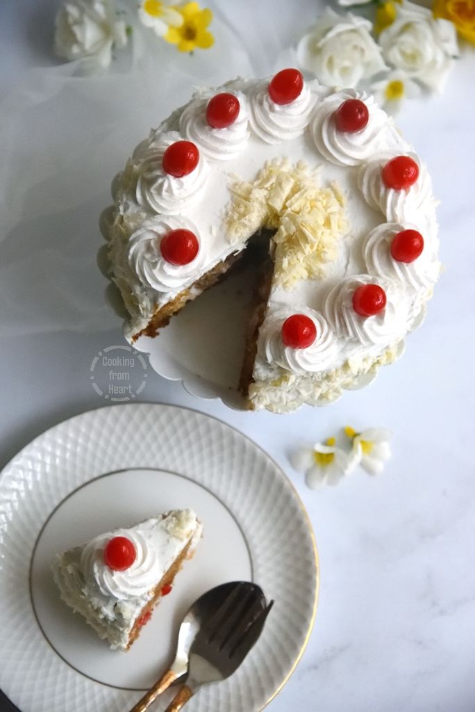 Fail-proof Eggless White Forest Cake recipe