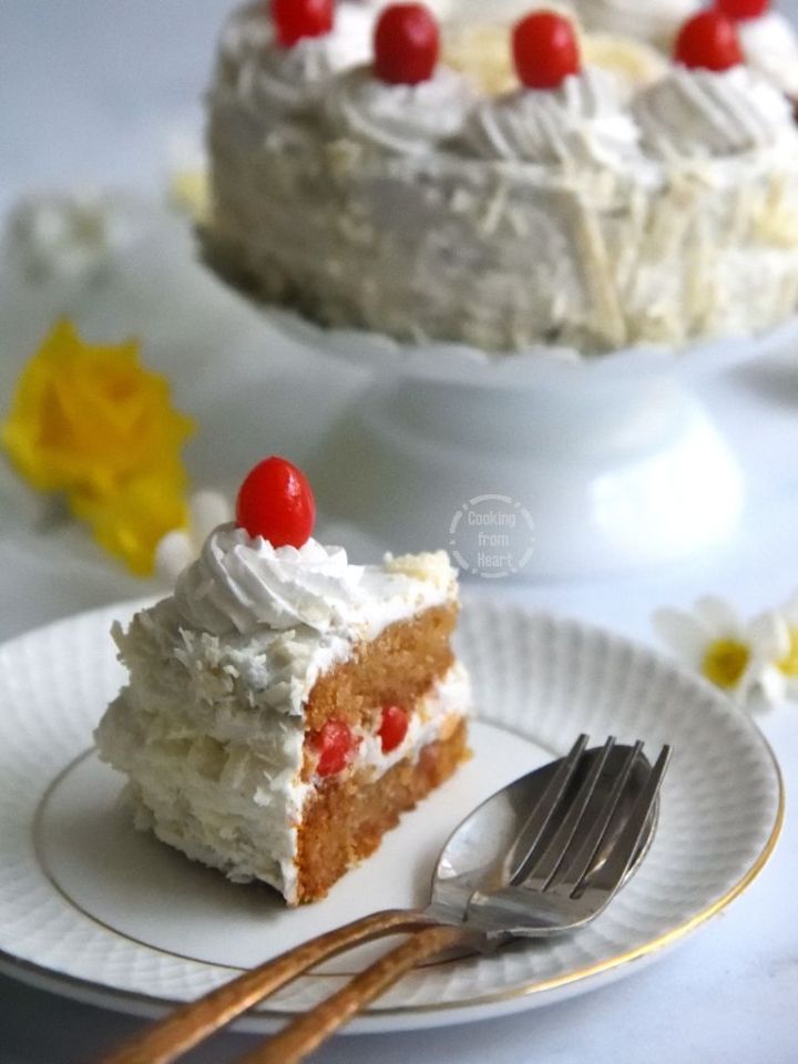 How to make Eggless White Forest Cake Recipe