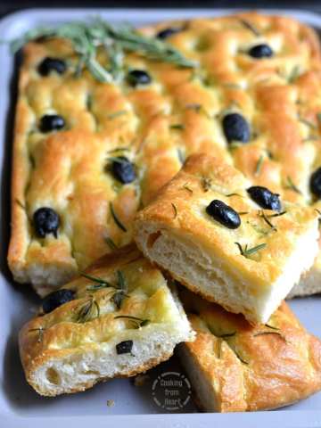 Focaccia with Olives and Rosemary