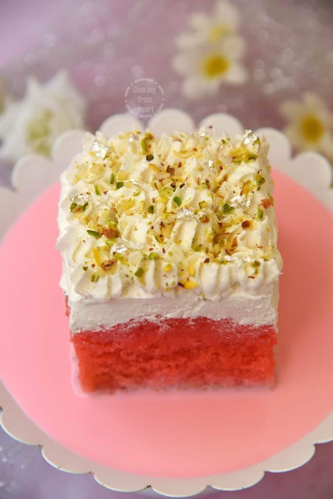 How to make Eggless Rose Milk Tres Leches Cake