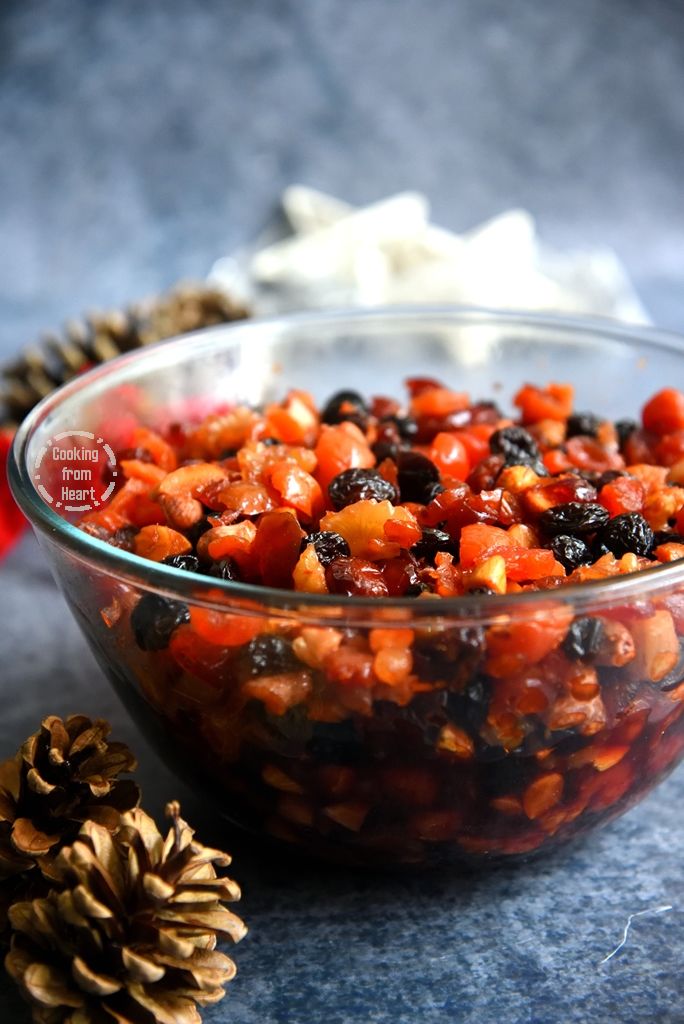 Soaking dry fruits for Christmas cake