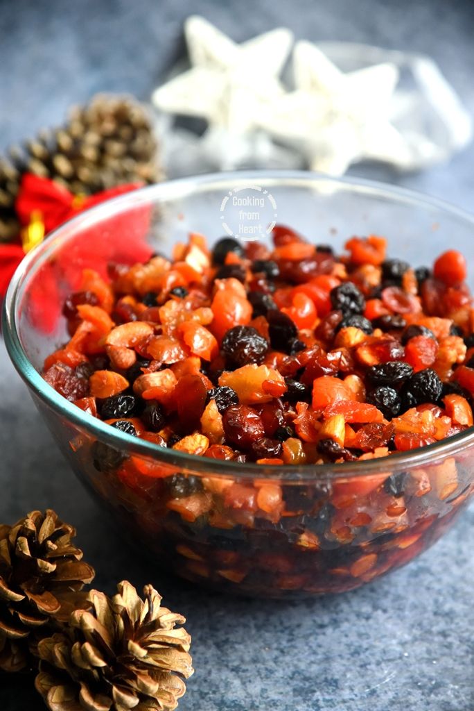 Soaking Fruits in Rum for Christmas Fruit Cake