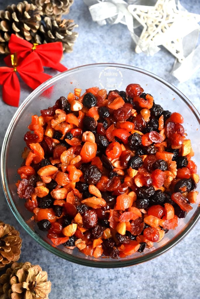 Soaking fruits for Christmas Cake recipe