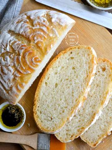 No Knead Crusty White Bread