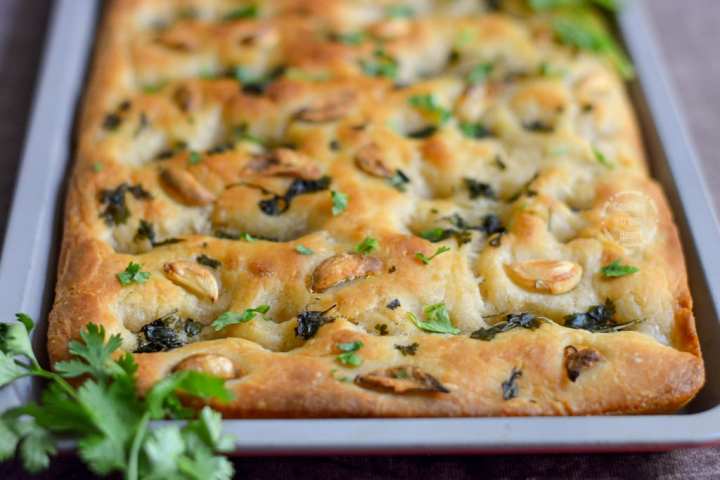 Sourdough Garlic and Coriander Focaccia