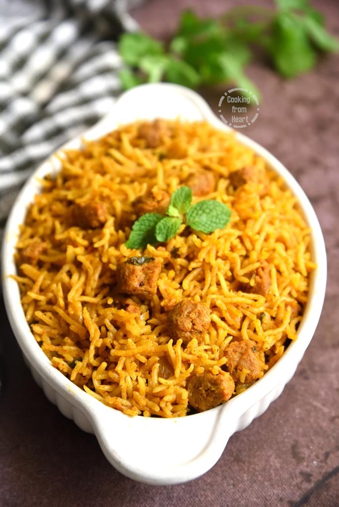 Pressure Cooker Soya Biryani Recipe