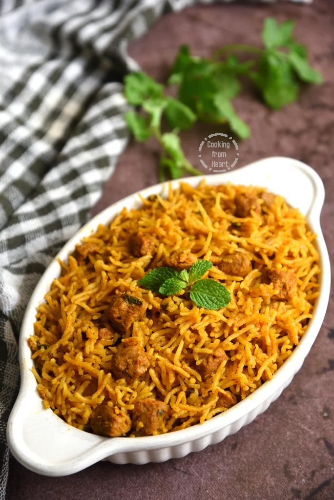 One Pot Soya Chunks Biryani Recipe